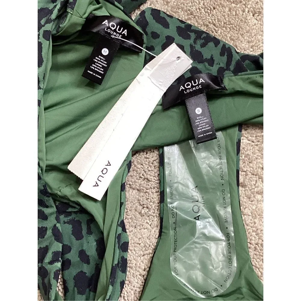 New. AQUA green leopard print bikini. Retails $149